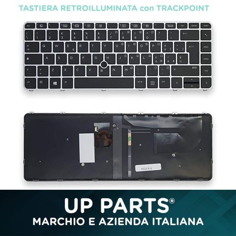 UP-KBH840  G3 | Tastiera Italiana HP EliteBook 745 G3, 745 G4, 840 G3, 840 G4 (Retroilluminata) Frame Silver con trackpoint 