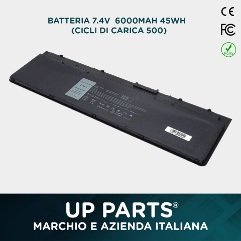 Batteria DELL Latitude E7240, Li-Polymer, 7,4V, 6000mAh, 44,4Wh, black