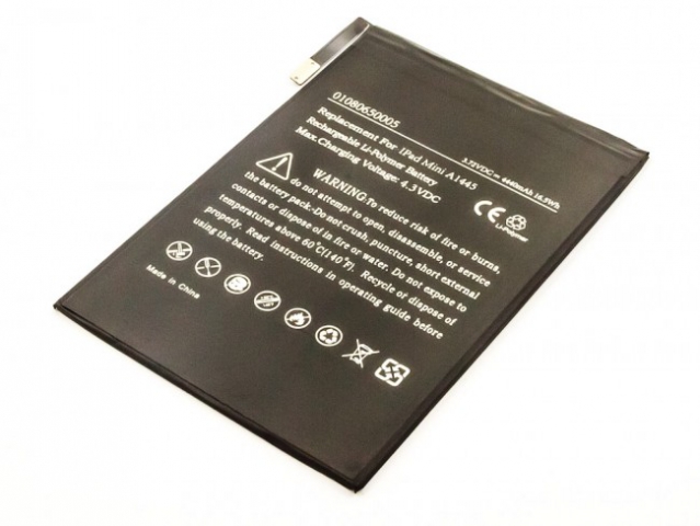 UP-E-A1445 | Batteria compatibile A1445 per Mac Apple iPad mini, Li-Polymer, 3,72V, 4440mAh, 16,5Wh, built-in, w/o tools