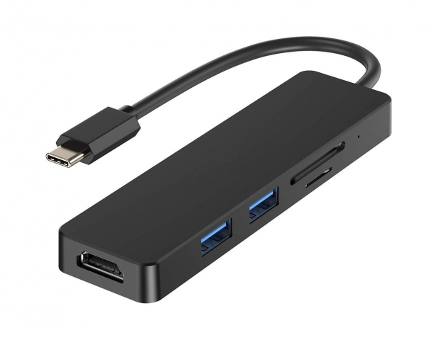 Dock Universale USB-C 5 in 1, connessione a 1 schermo HDMI, 1 porta USB3, 1 porta USB 2.0, e lettore di Card