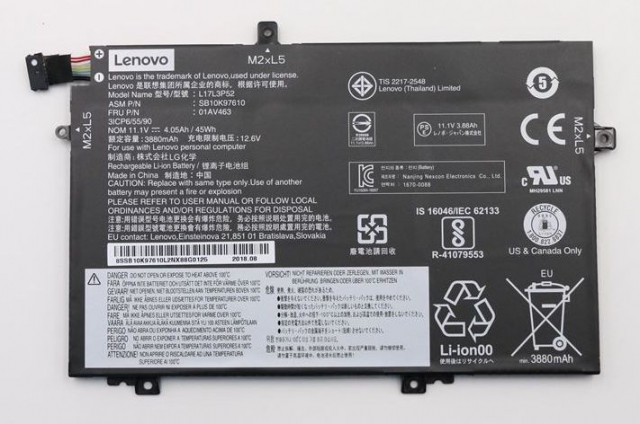 Batteria Originale Lenovo 01AV46, L480 44Wh Li-ion 11.1V 3880mAh