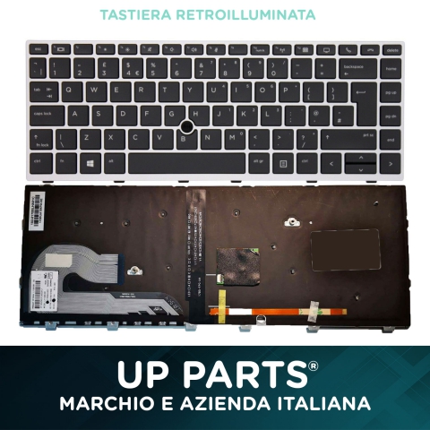 UP-KBH840 G5 | Tastiera Italiana HP UP PARTS Tastiera Italiana per notebook HP EliteBook 745 G5 745 G6 840 G5 846 G5 840 G6 con track point e retroilluminazione (Frame silver)