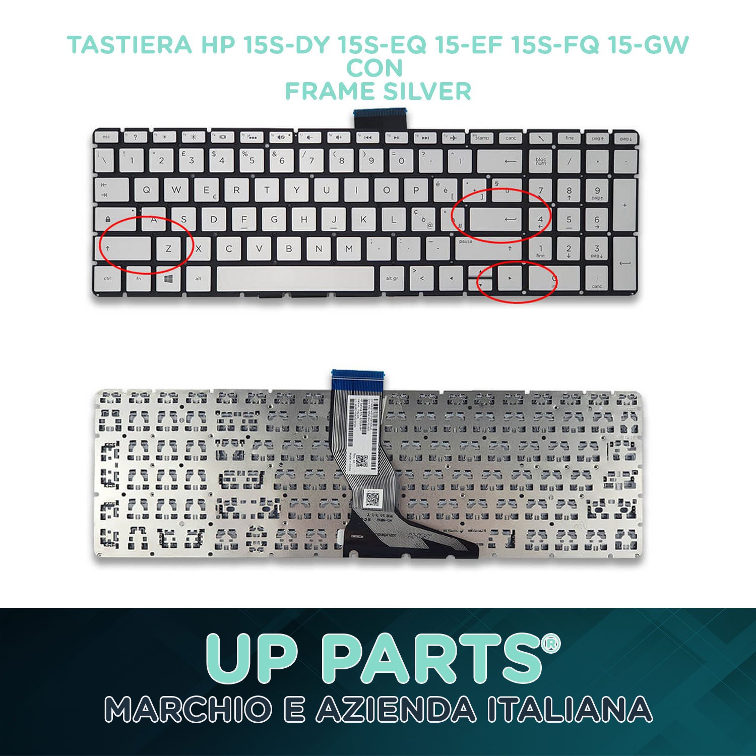 Tastiera Italiana per Notebook HP (Silver) per  15-CX